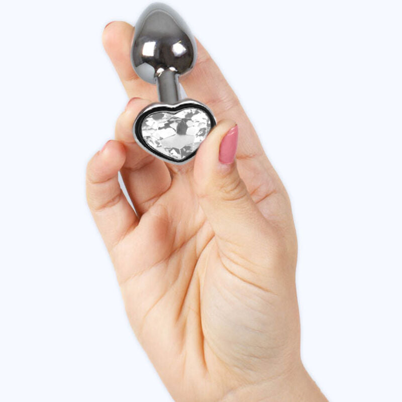 Small Clear Crystal Heart Metal Anal Plug 7cm