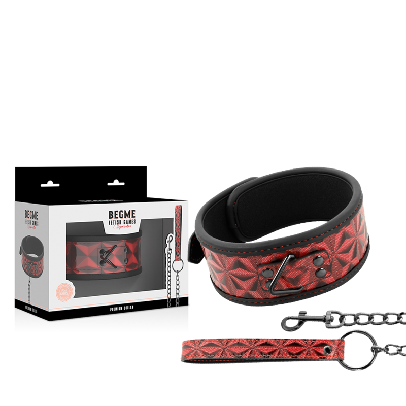 Premium vegan leather collar red edition with neoprene lining