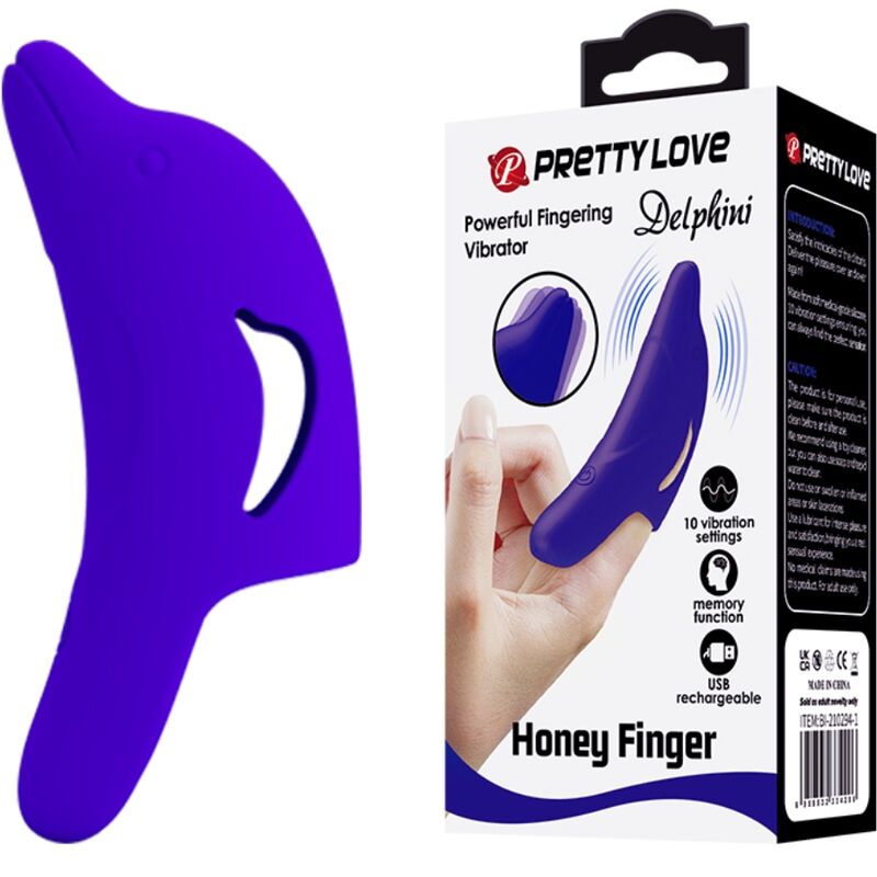 Powerful dark blue delphini finger stimulator