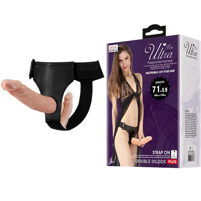 Ultra passionate double dildos with harness