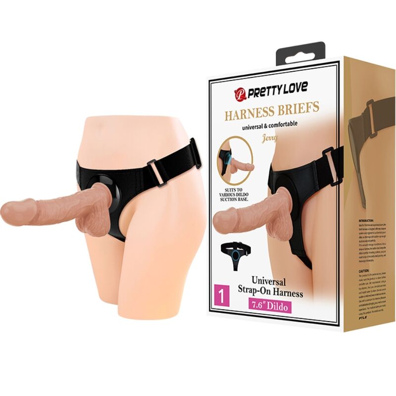 Brief harness universal harness with dildo jerry 21.8 cm natural