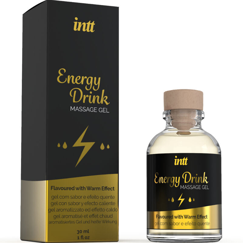 Massage gel with flavored energy, drinkable and warming effect