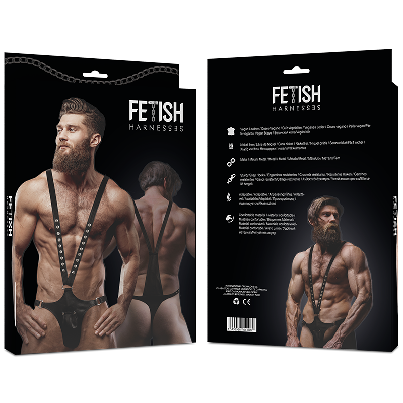 Men's V-shaped eco-leather harness