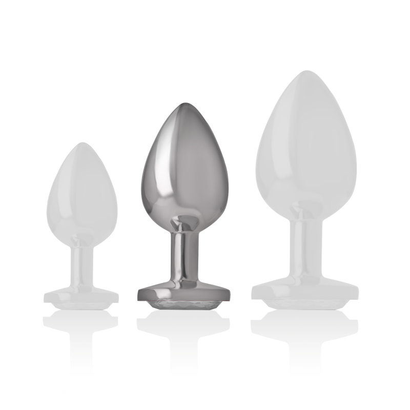 White heart aluminum metal anal plug size M