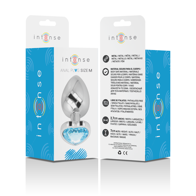 Blue heart aluminum metal anal plug size M