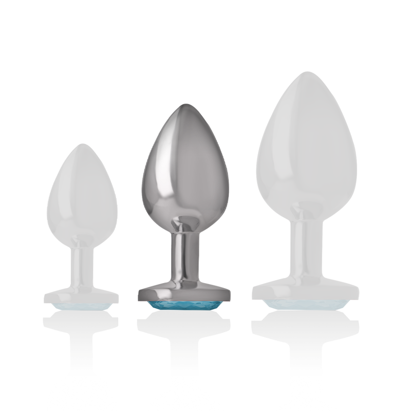 Blue heart aluminum metal anal plug size M
