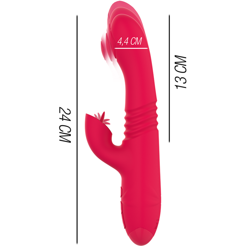 Rechargeable multifunction up &amp; down vibrator dua with red tongue