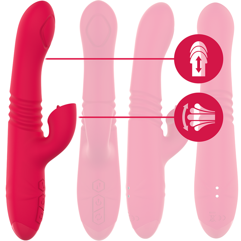 Rechargeable multifunction up &amp; down vibrator dua with red tongue
