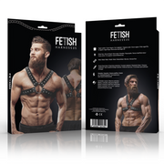 Men's eco-leather cross-body chest harness with studs