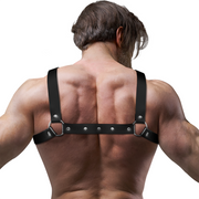 Adjustable eco-leather chest harness for men with bulldog cross