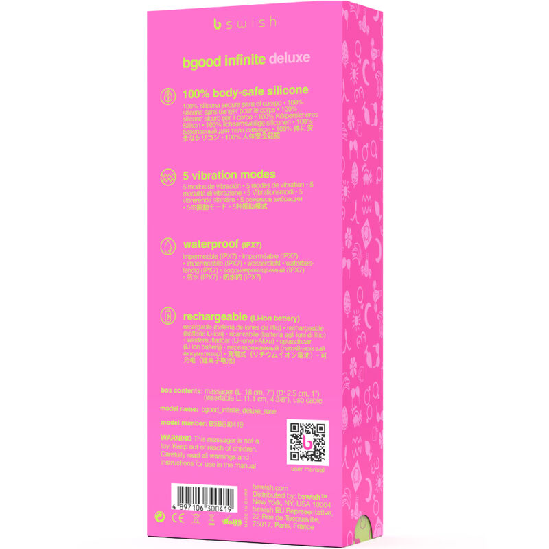 B swish rechargeable vibrator - bgood infinite deluxe pink silicone