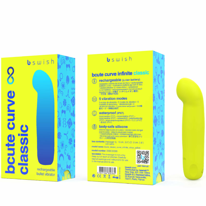 Bcute Curve Infinite Classic Rechargeable Silicone Vibrator Yellow