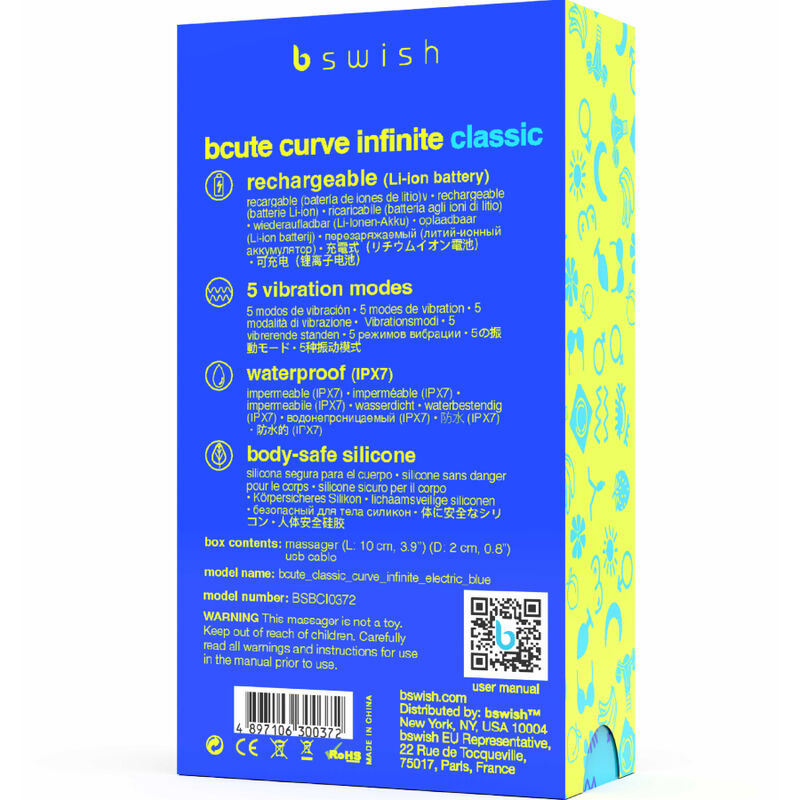 Bcute Curve Infinite Classic Blue Silicone Rechargeable Vibrator