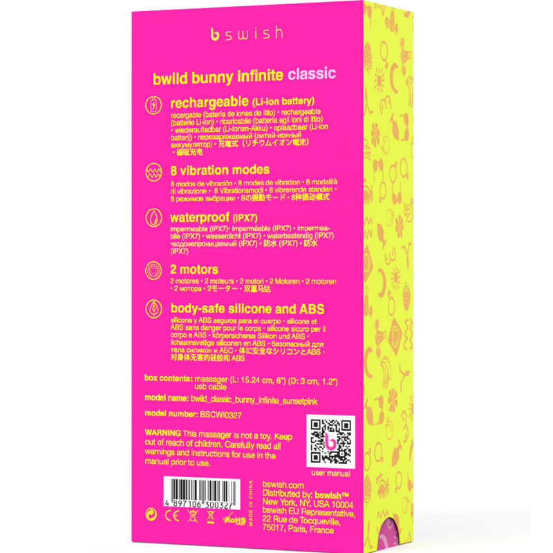 Classic bwild bunny infinite silicone rechargeable vibrator pink