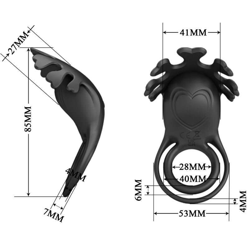 Ruben 7 Vibrations Black Silicone Vibrating Ring