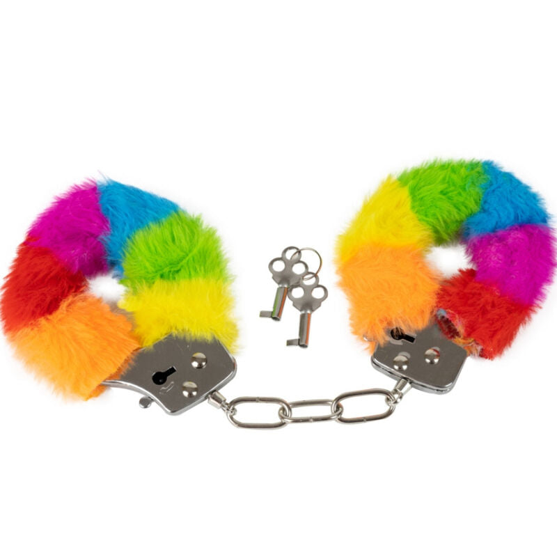 Menottes en métal doublées arc-en-ciel