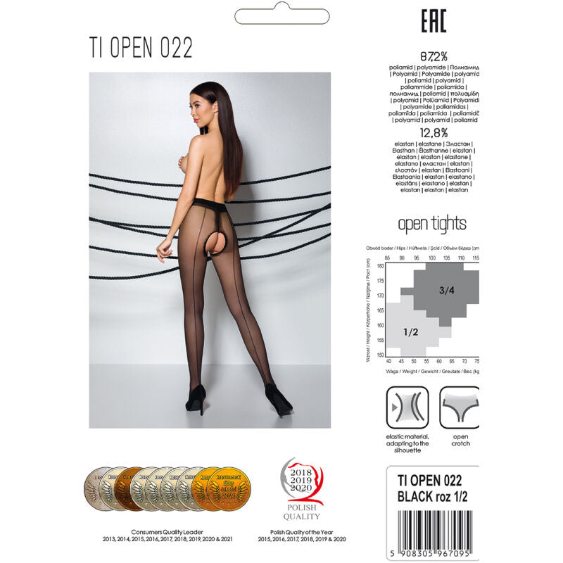 Tiopen 022 medias negro/red 1/2 20 den