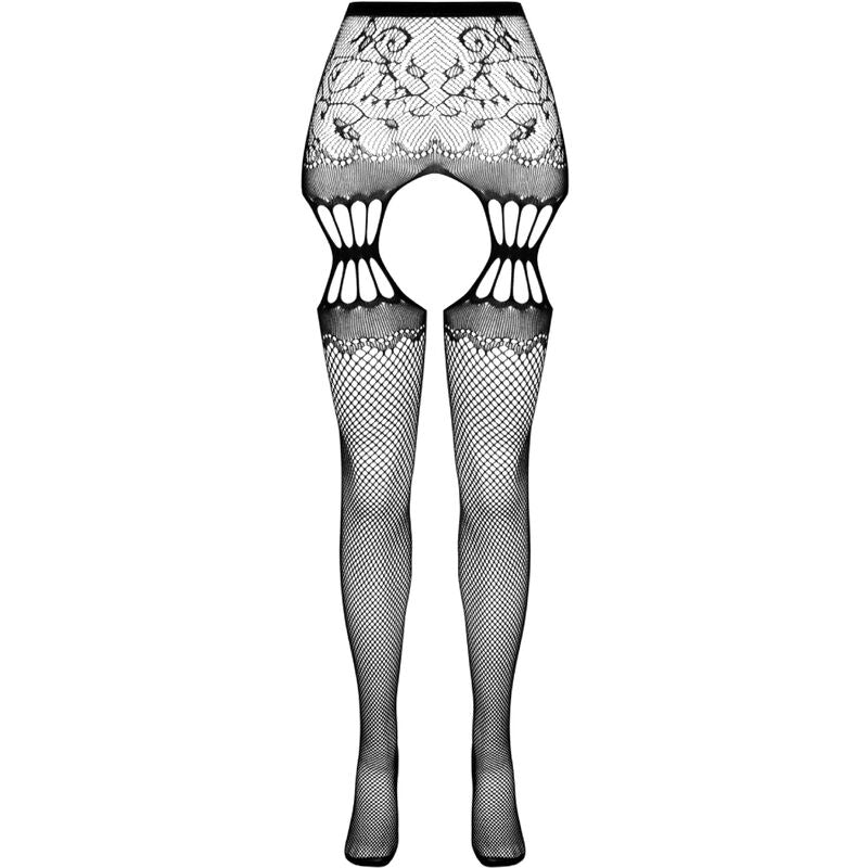 Collant noir avec jarretière s027 taille unique