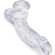 Clear pénis courbe réaliste avec boules 16.5 cm transparent