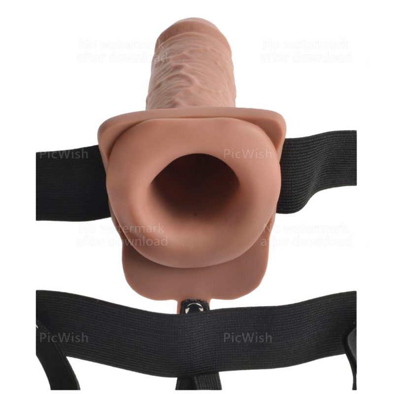 Adjustable Realistic Penis Harness with Rechargeable Bullets and Vibrator 7"