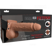 Adjustable Realistic Penis Harness with Rechargeable Bullets and Vibrator 7"
