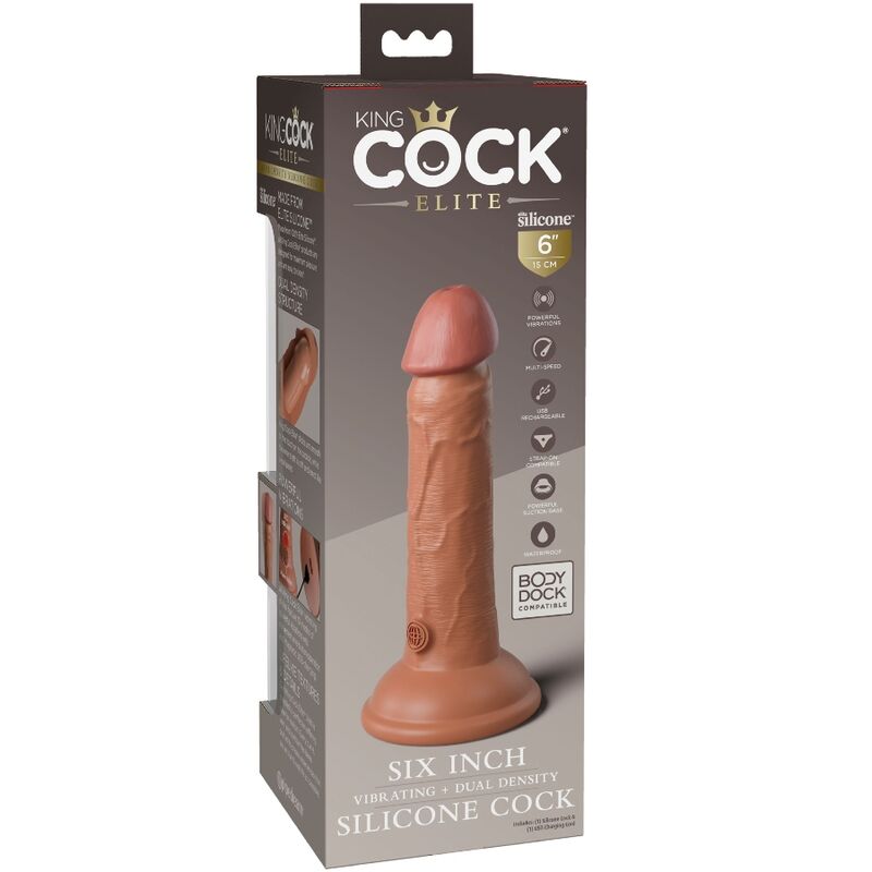 Elite gode réaliste vibrant & silicone 15.2 cm caramel