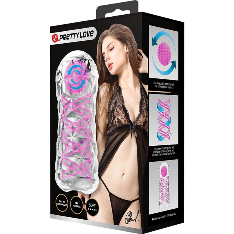 Fantasy male masturbator with internal spiral and transparent balls