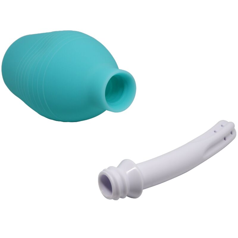 Blue rubber shower pear anal