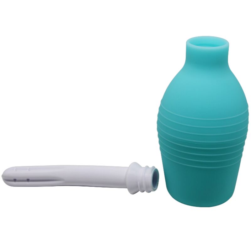 Blue rubber shower pear anal