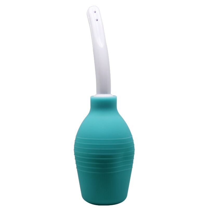 Blue rubber shower pear anal