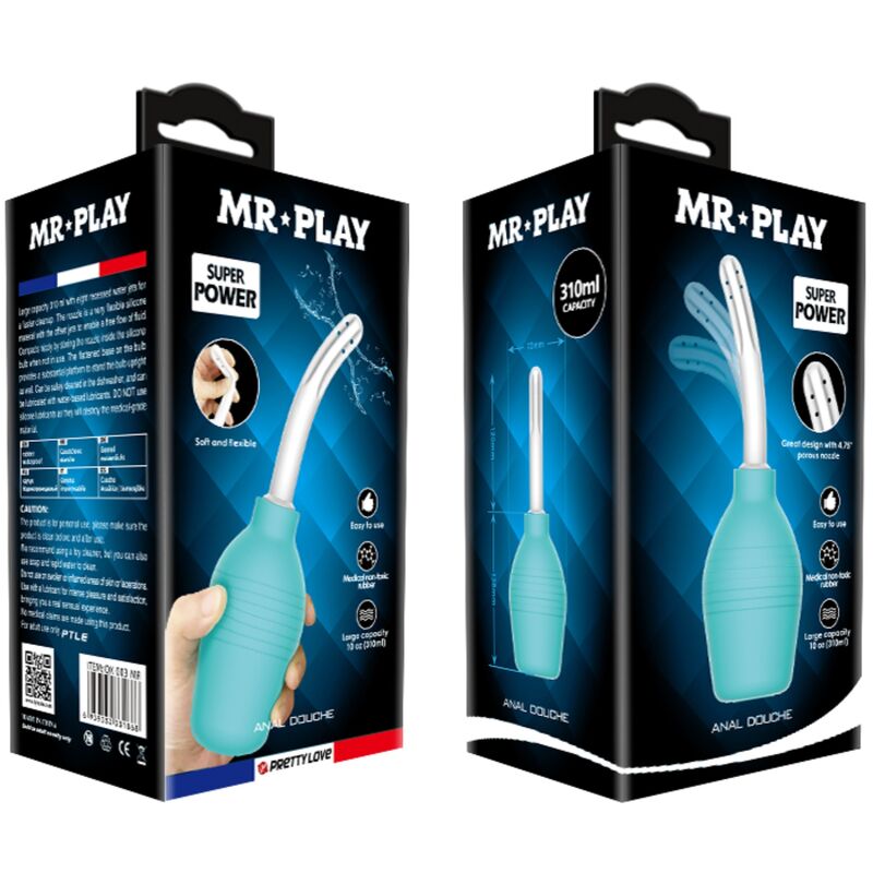 Blue rubber shower pear anal