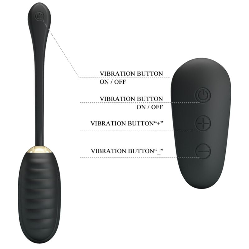 Doreen oeuf vibrant rechargeable de luxe noir télécommande
