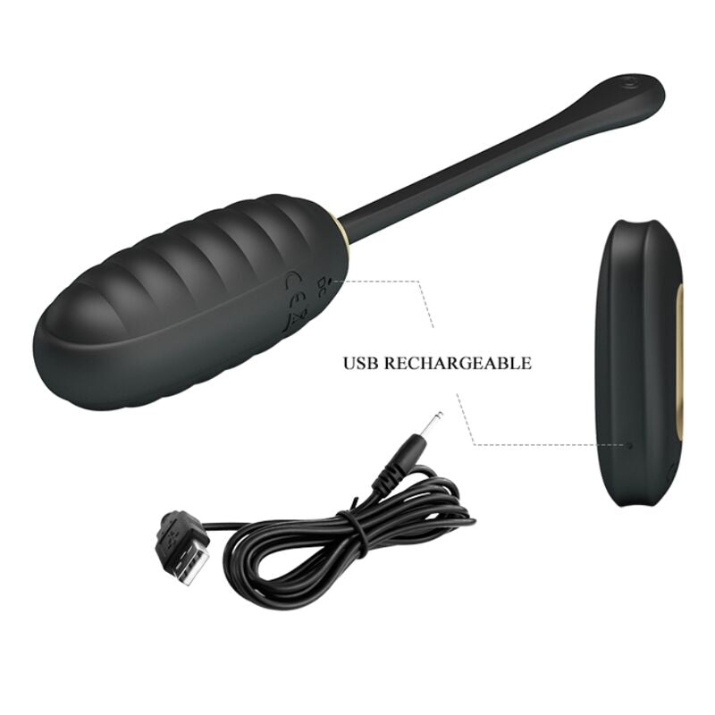 Doreen oeuf vibrant rechargeable de luxe noir télécommande