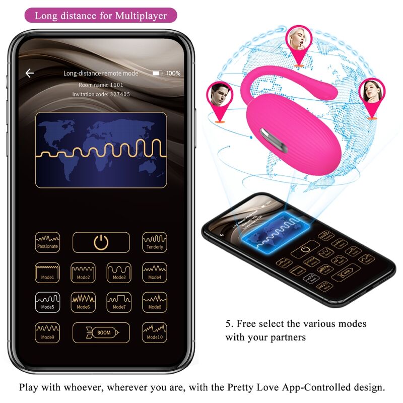 Oeuf vibrant rechargeable doreen magenta télécommande