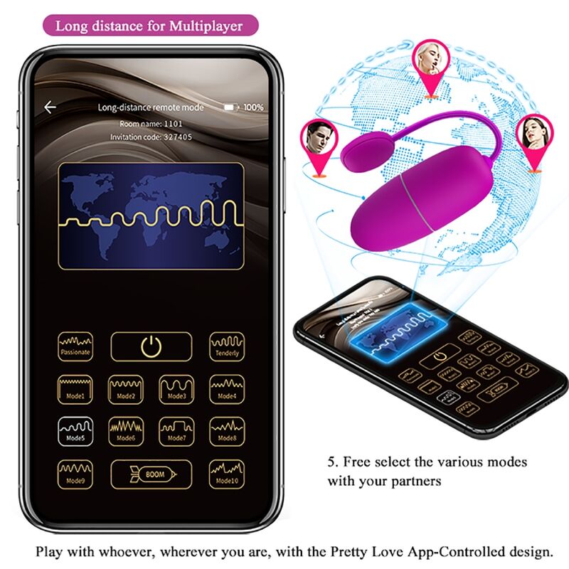 Vibrating egg nymph app controlled purple