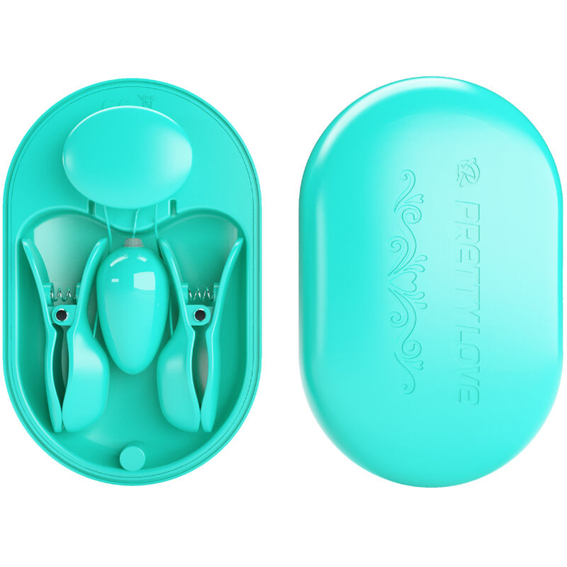 Surprise box with blue electrostimulation clamps