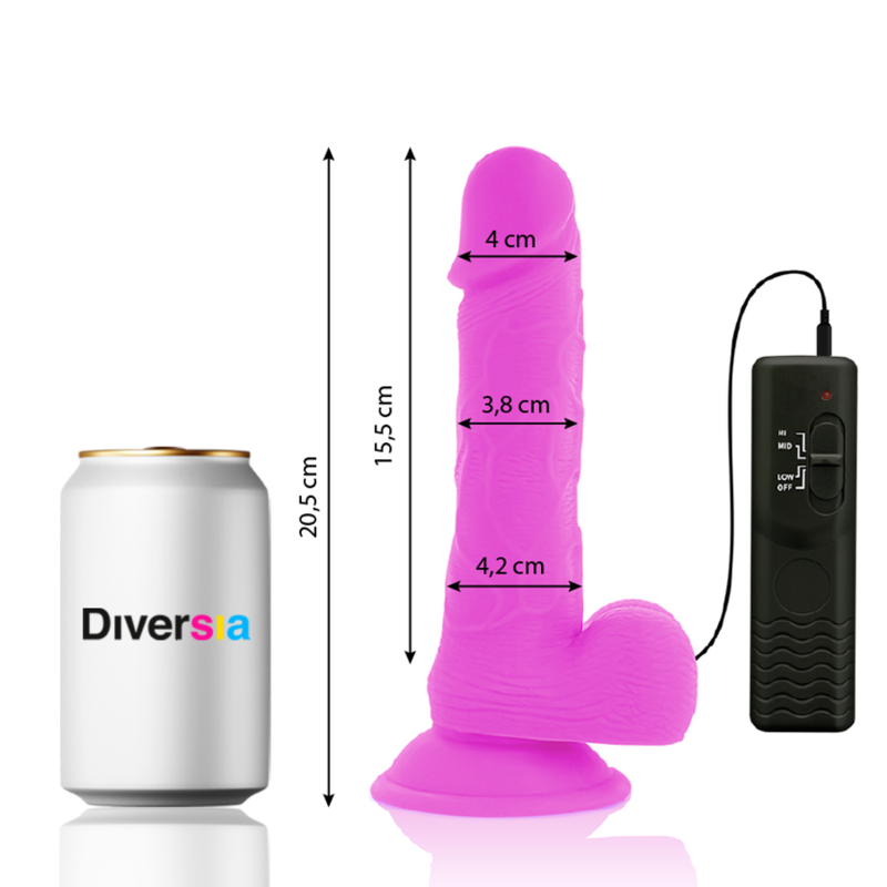 Purple flexible vibrating dildo 20.5 cm -o- 4.2 cm