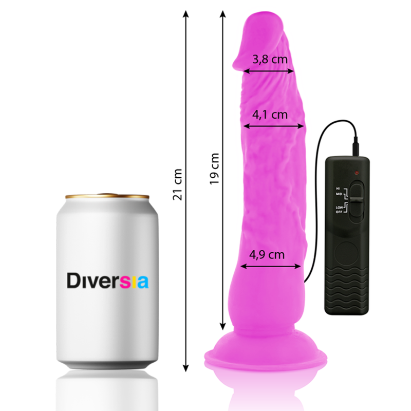 Purple flexible vibrating dildo 21 cm -o- 4.9 cm