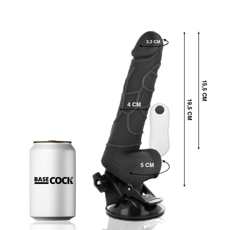 Realistic vibrator remote control natural with testicles 19.5 cm -o- 4 cm