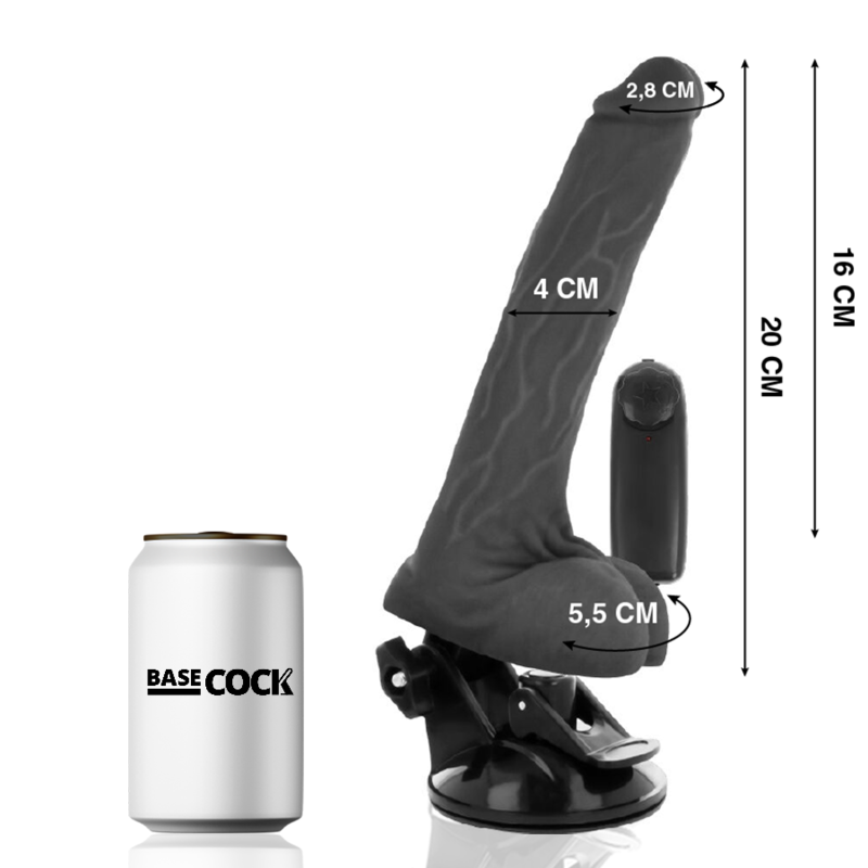 Realistic natural vibrator remote control with testicles 20 cm -o- 4 cm