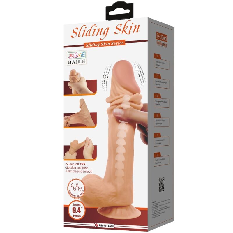 Sliding Skin Series Realistic Dildo with Suction Cup Sliding Skin Remote Control Flesh 24 cm