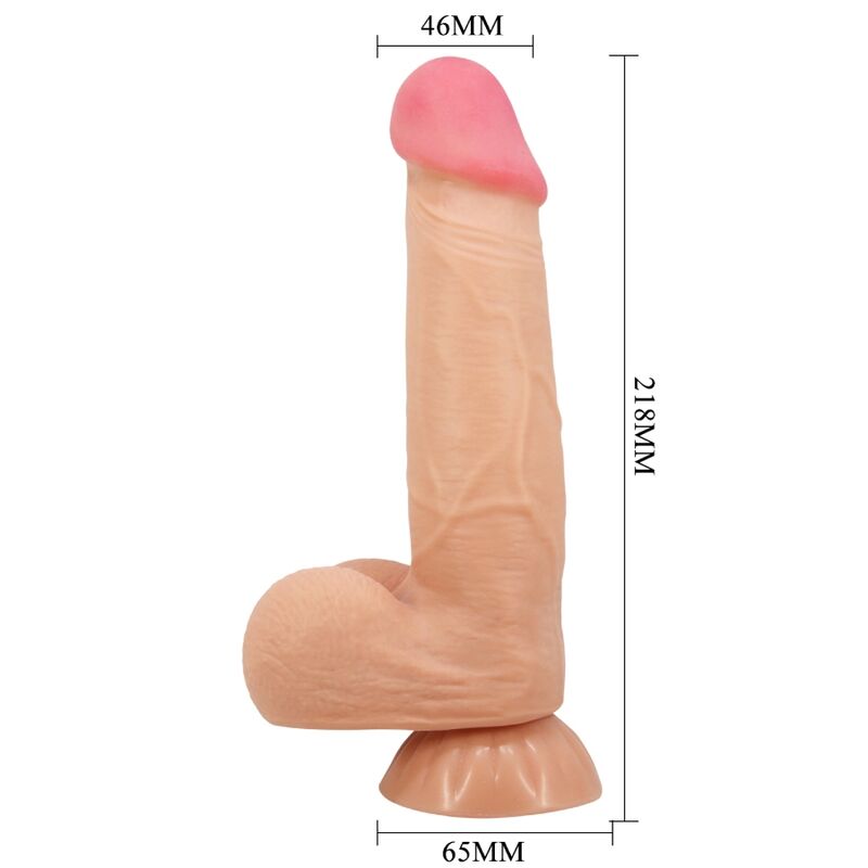 Sliding Skin Series Realistic Dildo with Suction Cup Sliding Skin Remote Control Flesh 21.8 cm