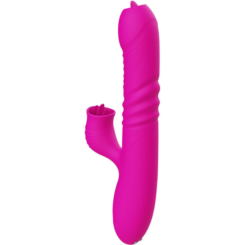 Multifunctional double tongue fanny vibrator with fuchsia heat effect