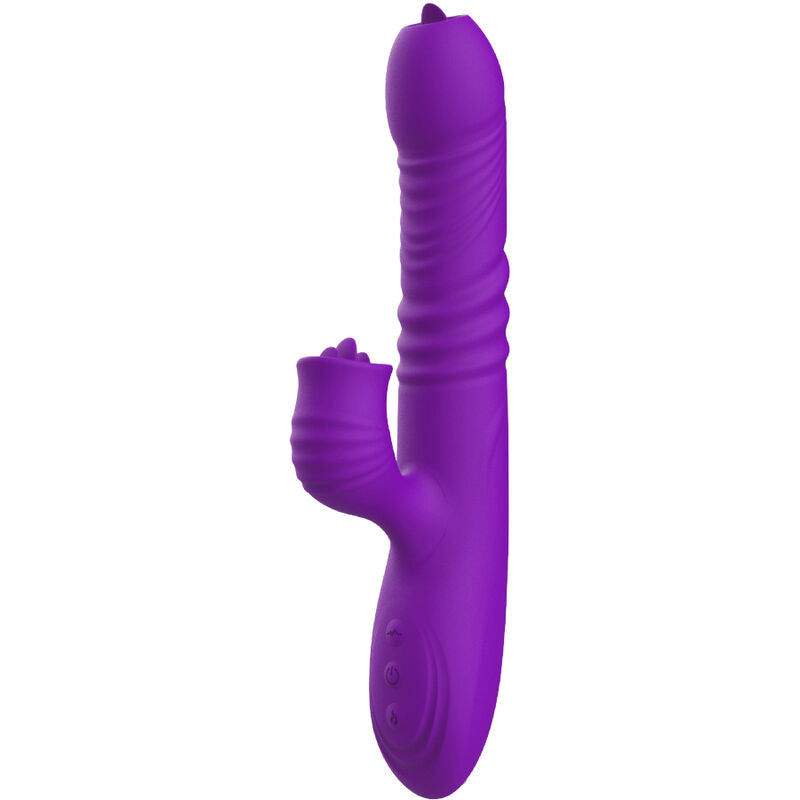 Fully G-spot rabbit vibrator with stimulating tongue, purple heat effect