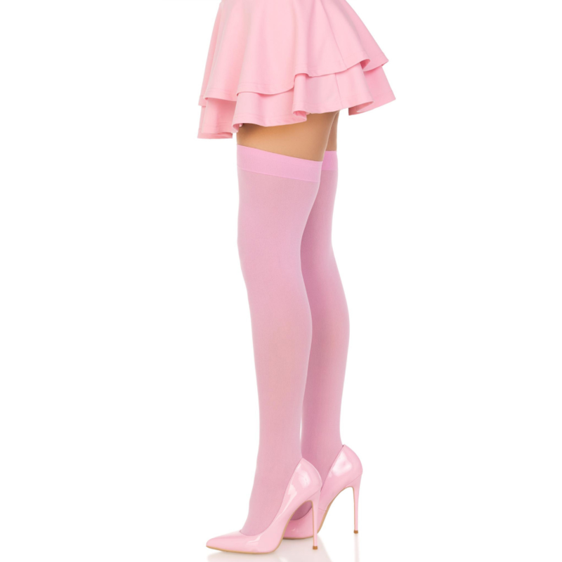 Pink nylon thigh highs