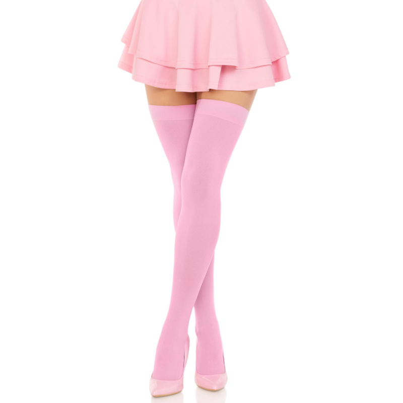 Pink nylon thigh highs