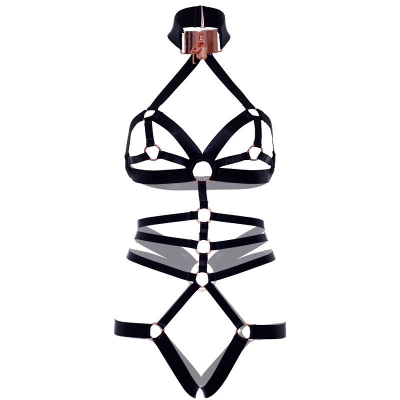 Crotchless elastic body harness