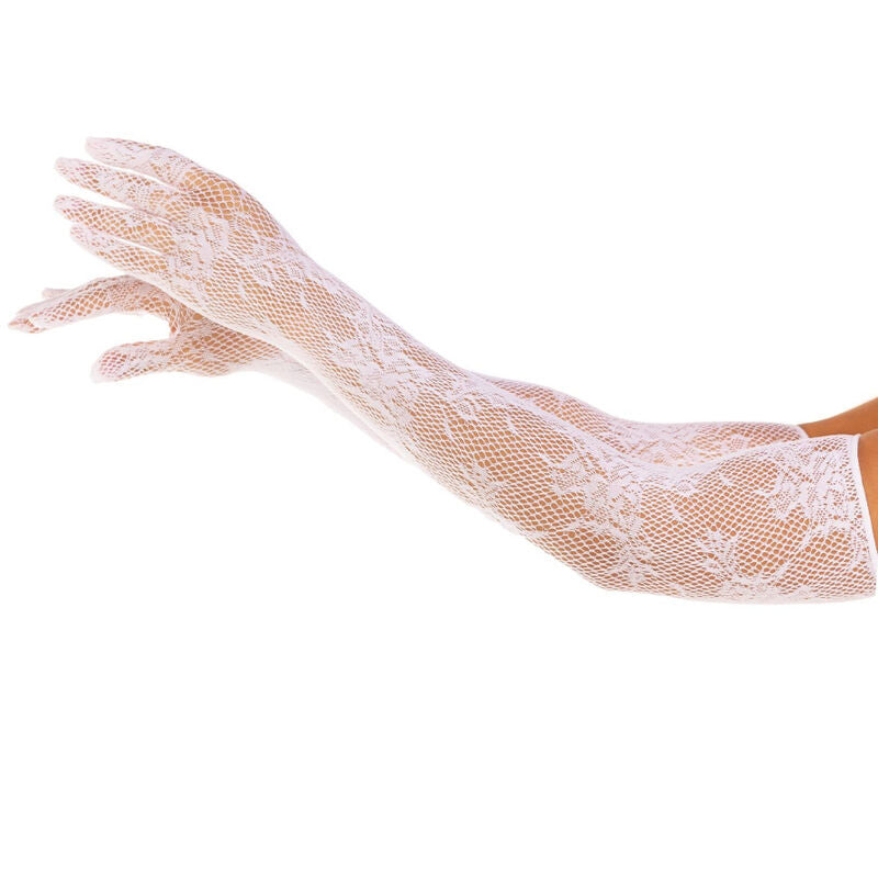 Guantes red floral blanco