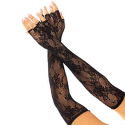 Guantes sin dedos red floral blanco