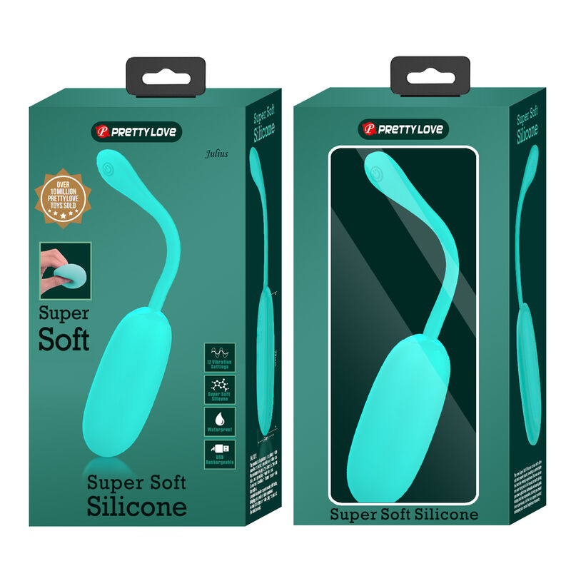 Julius waterproof vibrating egg - rechargeable aqua green